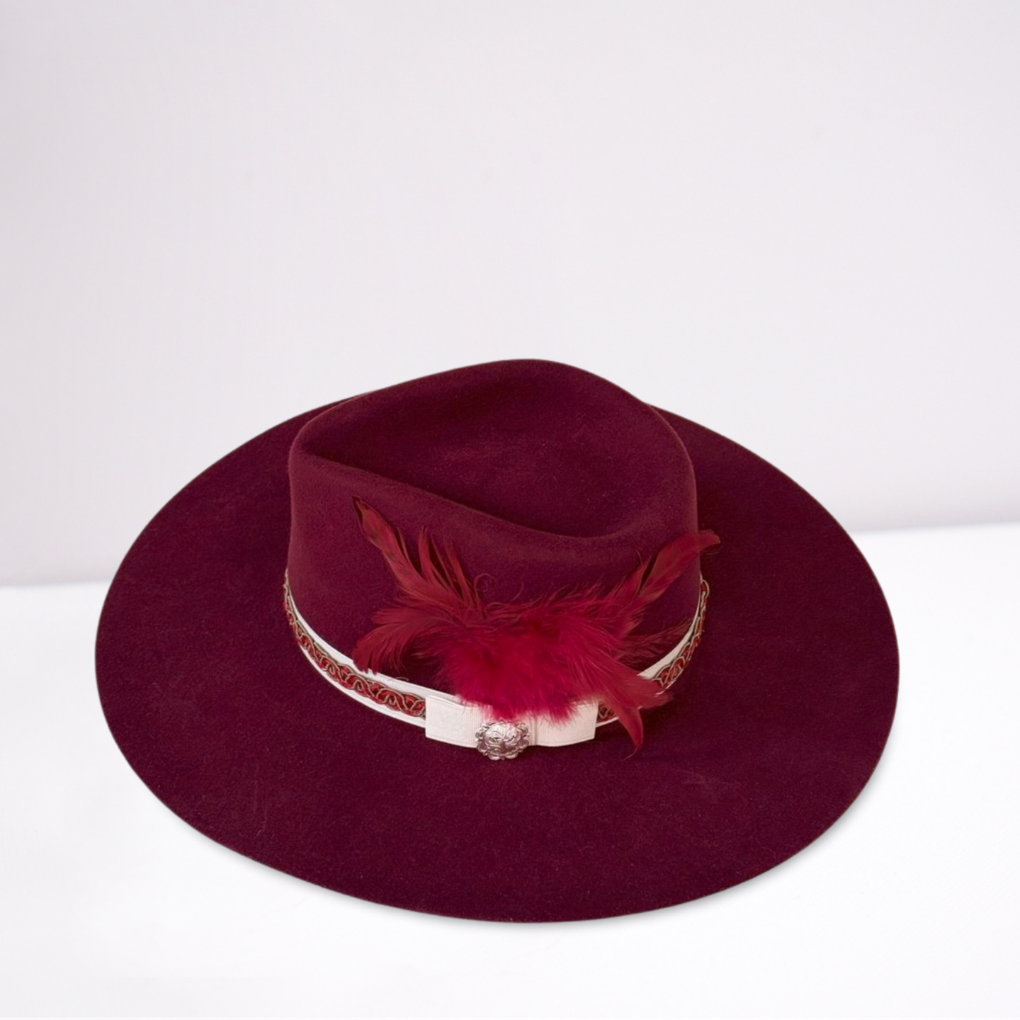 Twister Cream Burgundy Ribbon Band Rancher Hat